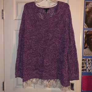 INC NWT Lace Hem Sweater